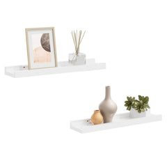 Wall Shelf Set of 2 High gloss white MDF 15.7x3.5x1.2 in