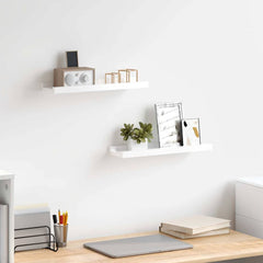 Wall Shelf Set of 2 High gloss white MDF 15.7x3.5x1.2 in