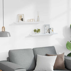 Wall Shelf Set of 2 High gloss white MDF 23.6x3.5x1.2 in