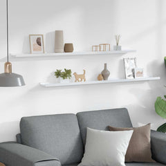 Wall Shelf Set of 2 High gloss white MDF