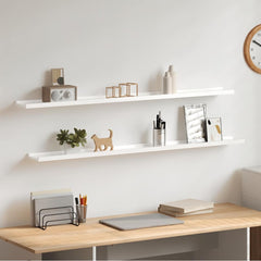 Wall Shelf Set of 2 High gloss white MDF