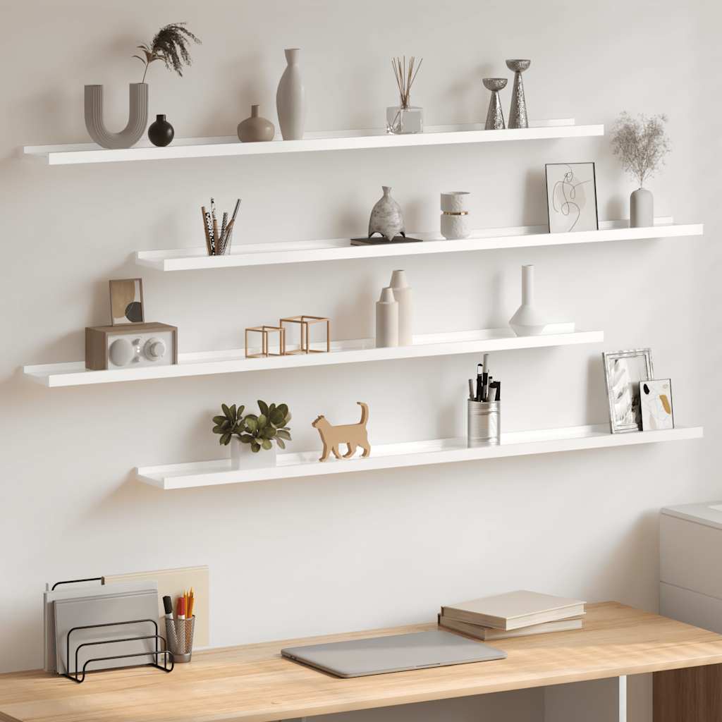 Wall Shelves 4 pcs High Gloss White 45.3x3.5x1.2