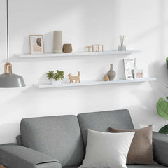 Wall Shelf Set of 2 White MDF 45.3 x 3.5 x 1.2 in Wall mounting