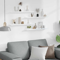 Wall Shelf Set of 4 White MDF 23.6x3.5x1.2 in Wall mounting