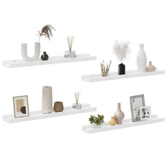 Wall Shelf Set of 4 White MDF 23.6x3.5x1.2 in Wall mounting