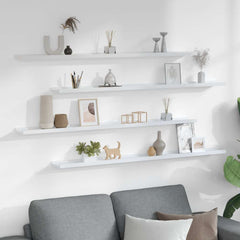 Wall Shelf Set of 4 White MDF 45.3 in Wall mounting