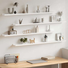 Wall Shelf Set of 4 White MDF 45.3 in Wall mounting
