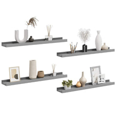Wall Shelf Set of 4 Grey MDF 23.6 x 3.5 x 1.2 in Stylish Design