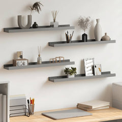 Wall Shelf Set of 4 Grey MDF 23.6 x 3.5 x 1.2 in Stylish Design