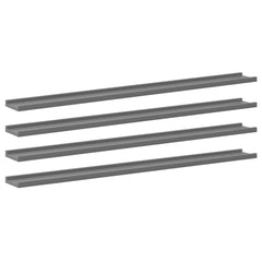 Wall Shelf Set of 4 Grey MDF Medium Wall Mounting
