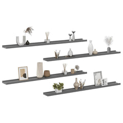 Wall Shelf Set of 4 Grey MDF Medium Wall Mounting