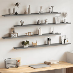 Wall Shelf Set of 4 Grey MDF Medium Wall Mounting