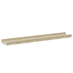 Wall Shelf Set of 2 White and Sonoma Oak MDF 23.6in long