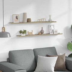 Wall Shelf Set of 2 White and sonoma oak