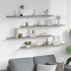 Wall Shelf Set of 4 Concrete Grey MDF 39.4x3.5x1.2 in