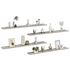 Wall Shelf Set of 4 Concrete Grey MDF 39.4x3.5x1.2 in