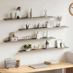 Wall Shelf Set of 4 Concrete Grey MDF 39.4x3.5x1.2 in