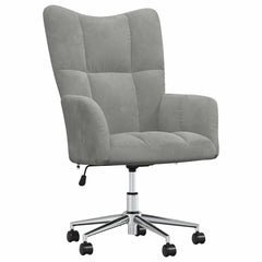 Relaxing Chair Light Gray Velvet (100% polyester), steel Standard