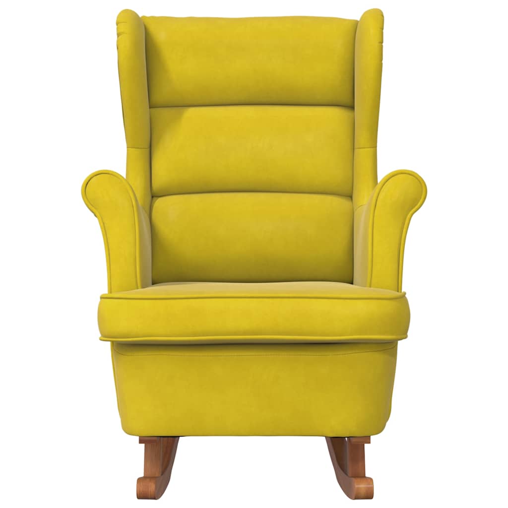 Rocking Chair Yellow Velvet (100% polyester), solid rubber wood – Bostome