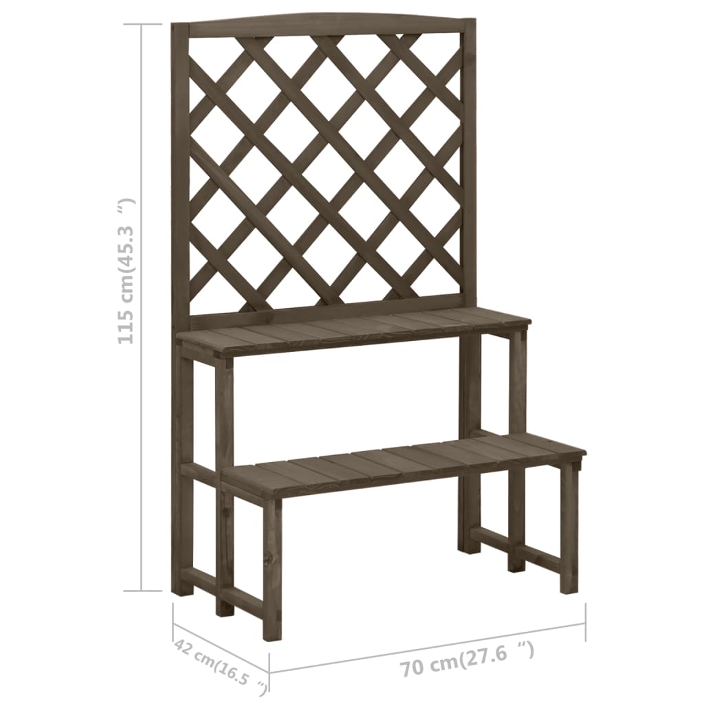 Plant Stand with Trellis Gray 27.5x16.5x45.2 Solid Fir Wood