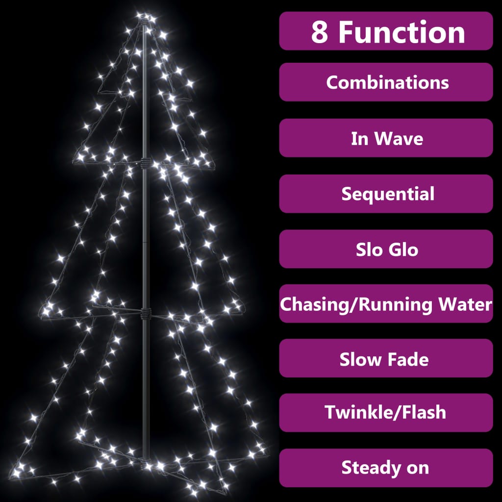 3x4 ft Bostome Christmas cone tree with 160 cold white LEDs and 8 light functions.