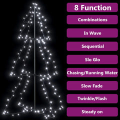 3x4 ft Bostome Christmas cone tree with 160 cold white LEDs and 8 light functions.