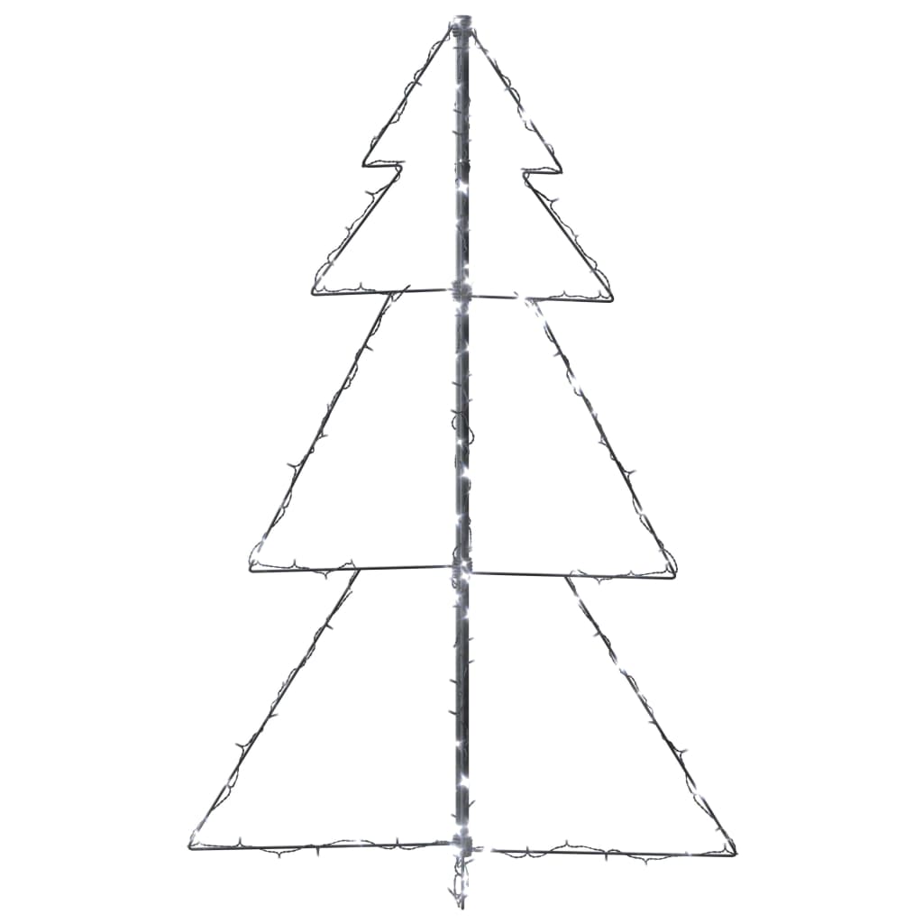 3x4 ft Christmas cone tree with 160 cold white LEDs on metal frame.