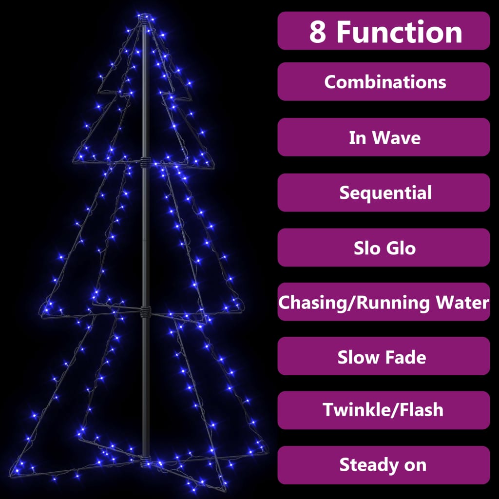 3x4 ft blue LED Christmas cone tree with 160 lights and 8 function modes.