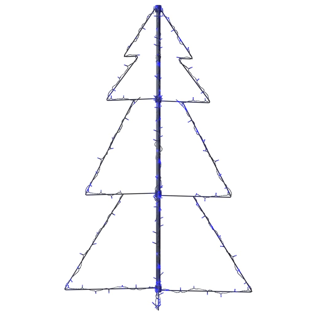 3x4 ft Christmas cone tree with 160 blue LEDs for indoor or outdoor use.