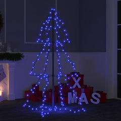 3x4 ft blue LED Christmas cone tree with 160 lights, freestanding for indoor or outdoor use.