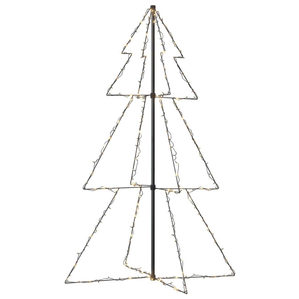 A 3x5 ft Christmas cone tree adorned with 200 warm white LED lights.