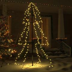 A 3x5 ft Christmas cone tree with 200 warm white LED lights for festive decoration.