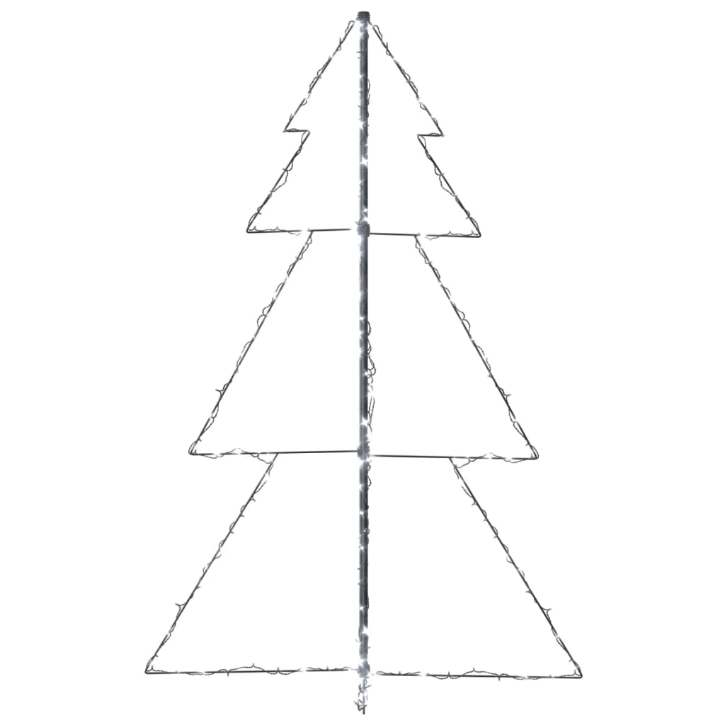 A white LED Christmas tree outline with a central pole.