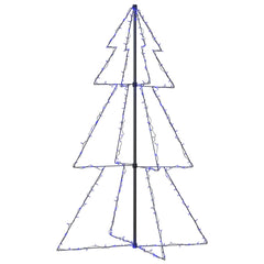 A 3x5 ft Christmas cone tree with 200 blue LED lights for indoor or outdoor use.