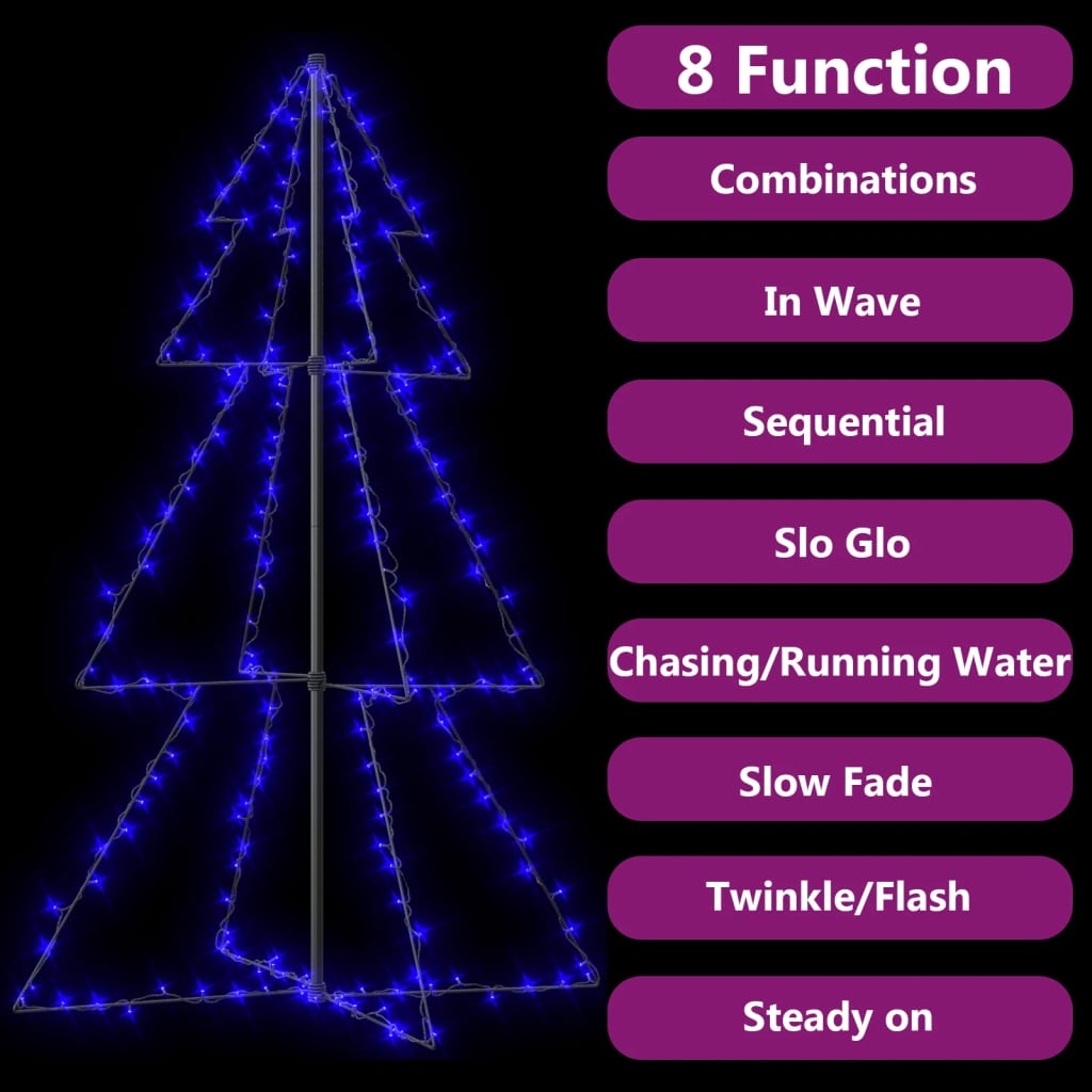 Bostome Christmas Cone Tree with 200 blue LED lights, 3x5 ft, suitable for indoor or outdoor use.