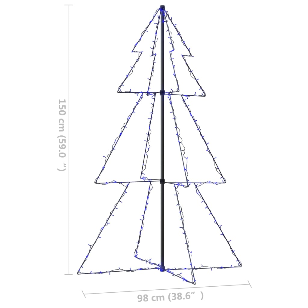 Bostome Christmas Cone Tree with 200 blue LED lights, 3x5 ft, suitable for indoor or outdoor use.
