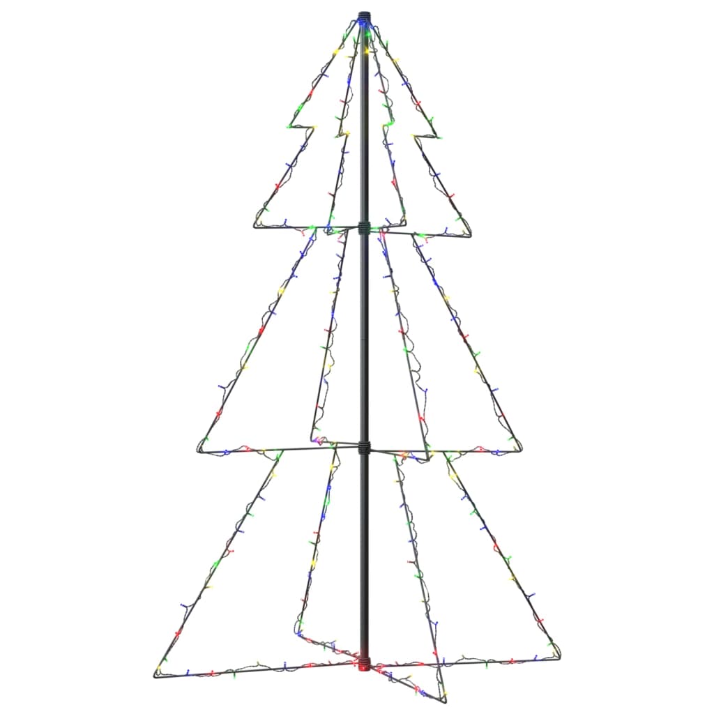 A 5ft Christmas cone tree with 200 multicolor LED lights for indoor and outdoor use.