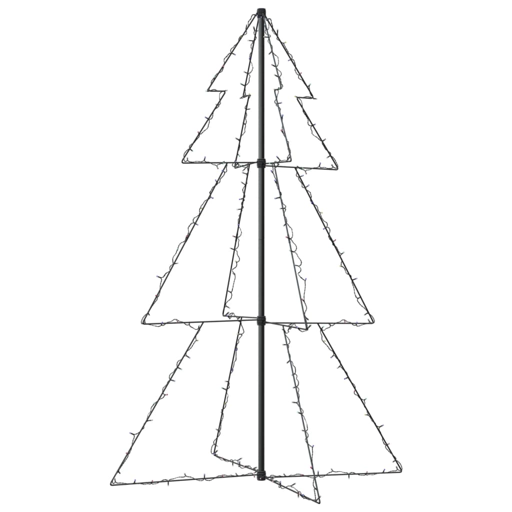 5ft Christmas cone tree with 200 multicolor LED lights for indoor and outdoor use.