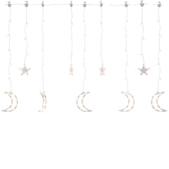 Bostome star and moon fairy lights with 138 warm white LEDs and remote.