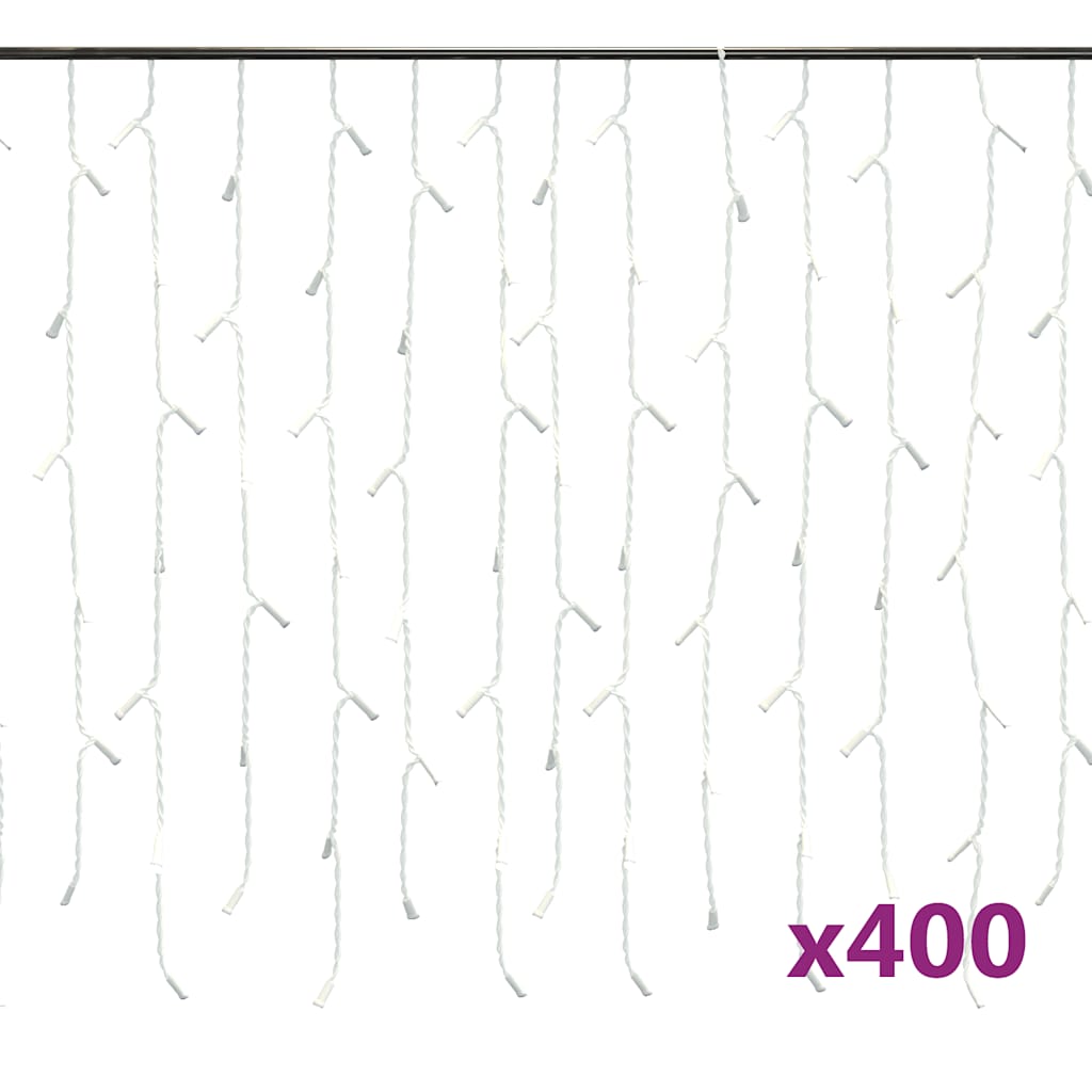 Bostome LED curtain icicle lights with 400 warm white LEDs in 8 modes.
