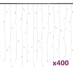 Blue LED curtain icicle lights with 400 LEDs on a 393.7-inch strand and 8 modes.