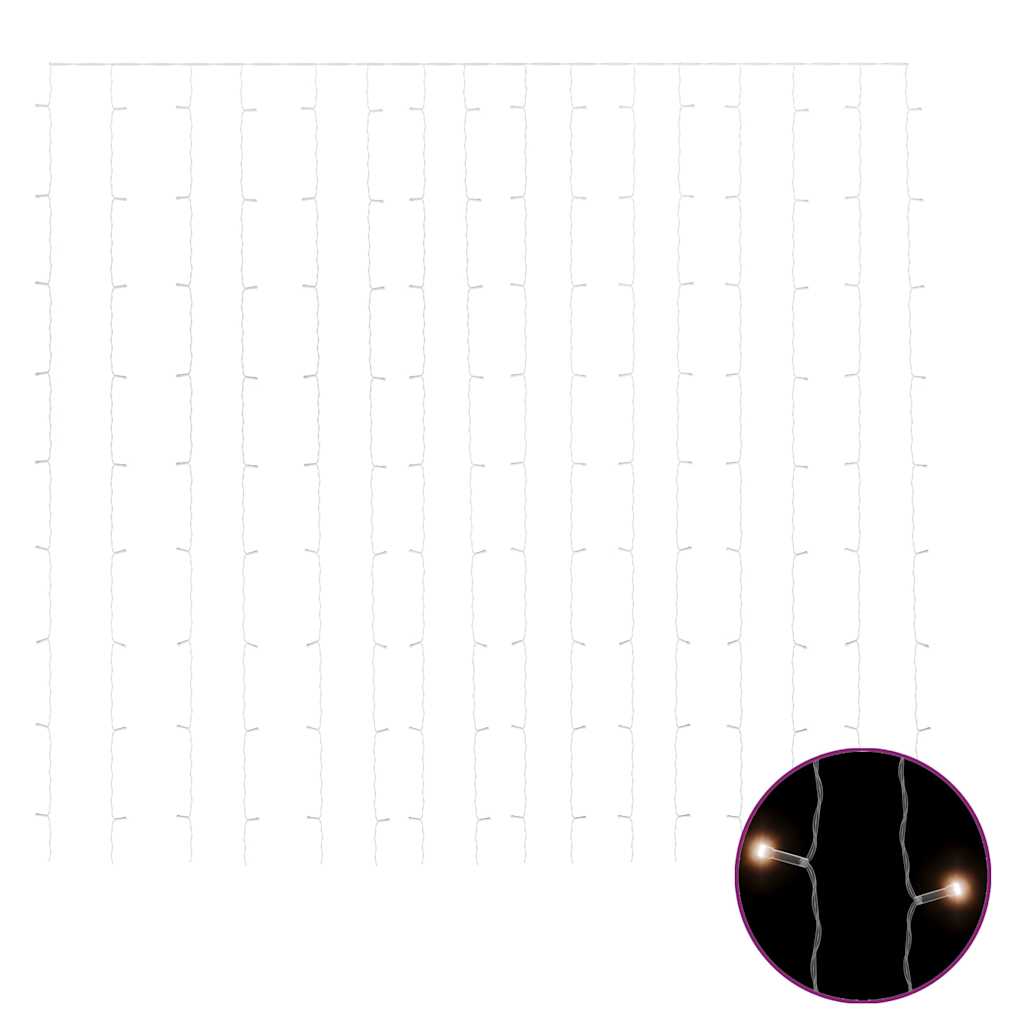 9.8'x9.8' LED curtain fairy lights with 300 warm white LEDs and 8 modes.