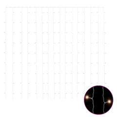 9.8'x9.8' LED curtain fairy lights with 300 warm white LEDs and 8 modes.