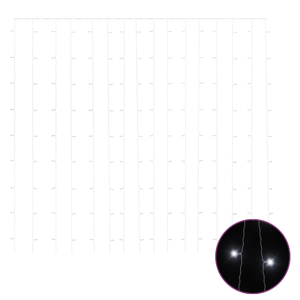 Bostome LED Curtain Fairy Lights, 9.8x9.8 ft panel with 300 cold white LEDs.