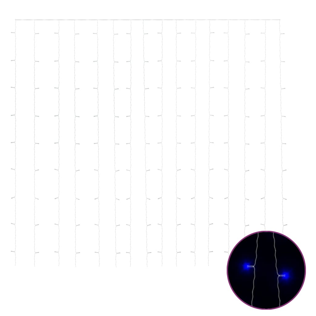 Bostome LED curtain fairy lights, 9.8x9.8 feet with 300 blue LEDs in 8 modes.