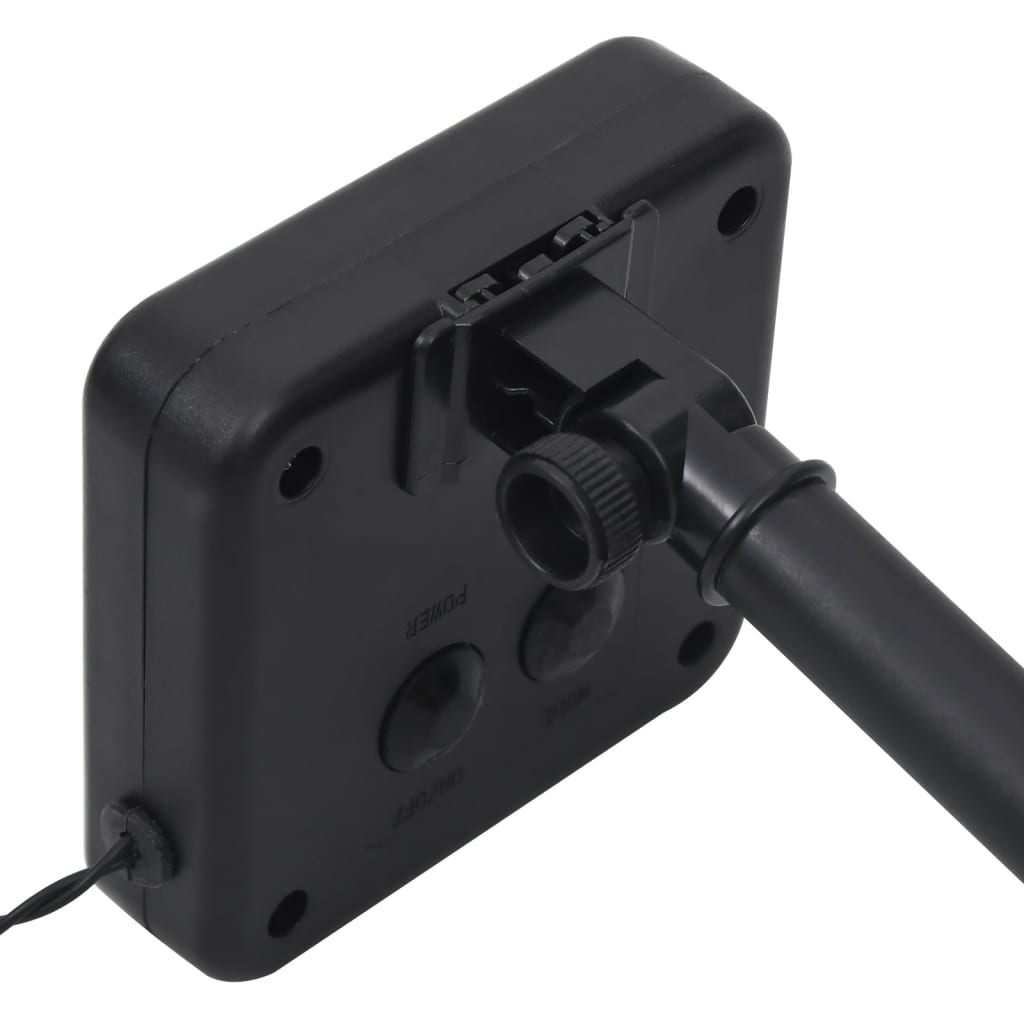 Black solar-powered fairy light panel with adjustable black mount and 3.3 ft lead cable.