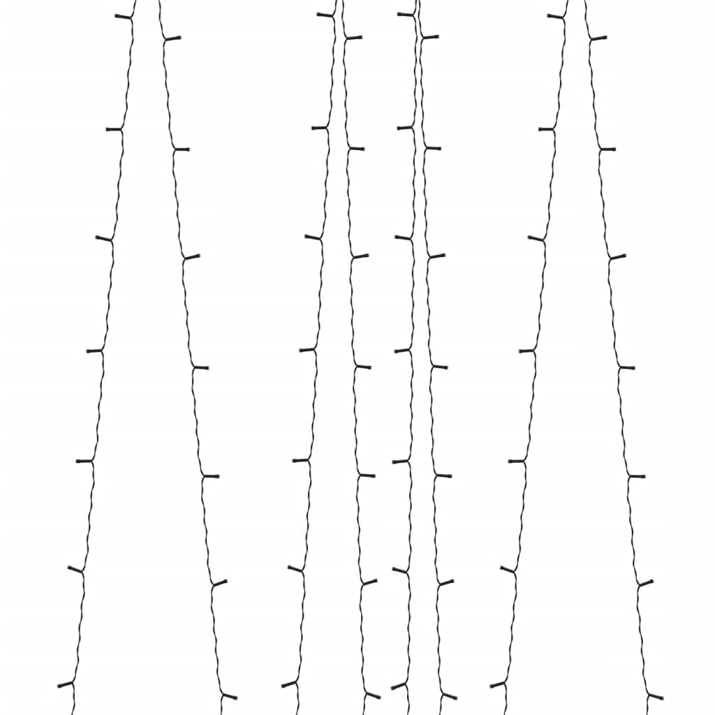 Two 72-foot strands of blue solar fairy lights with 200 LEDs each, for indoor and outdoor use.
