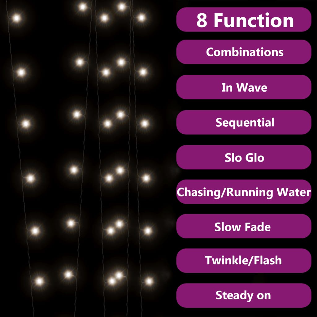 Bostome Solar Fairy Lights 5-pack with 1000 cold white LEDs and 8 lighting modes displayed.