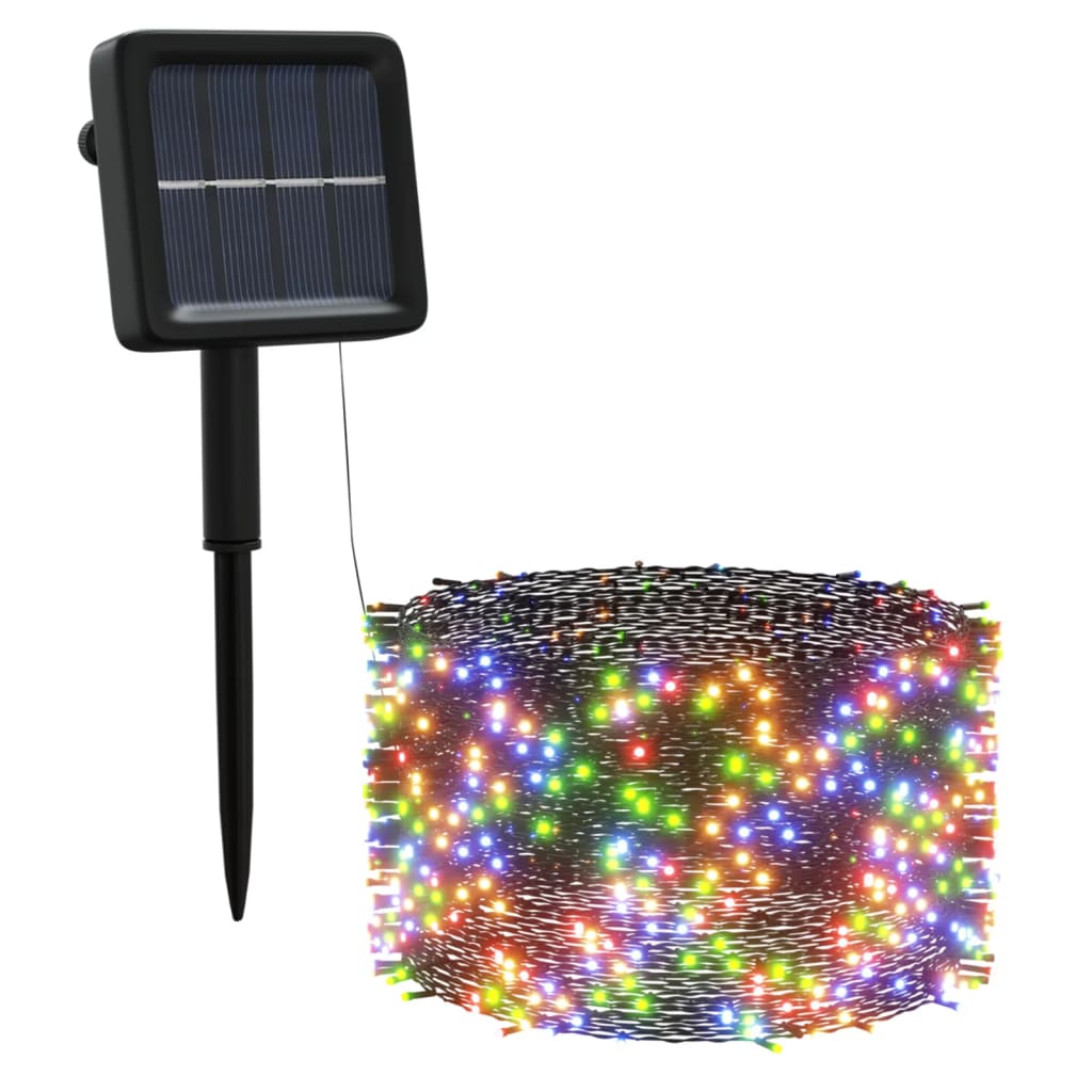 A 5-pack of Bostome solar fairy lights with 200 colorful LEDs, solar panel, stake, and coiled string.