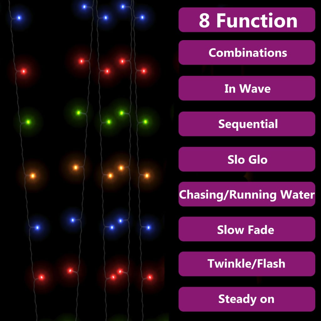 5-pack of Bostome solar fairy lights with 200 colorful LEDs displaying 8 lighting modes.